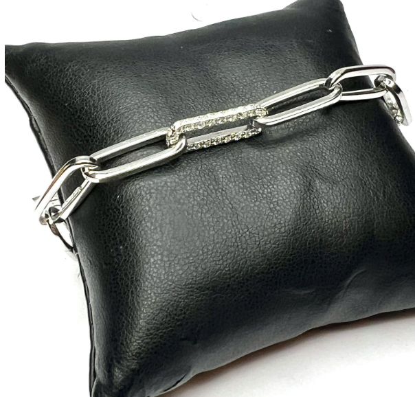 CJL New 14k White Gold Diamond Paper Clip Bracelet. 1.70ct tDW Curtis