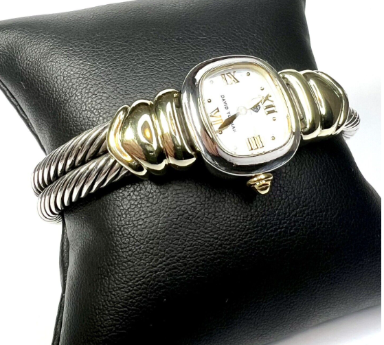 David Yurman Estate Preowned Sterling Silver And Gold Bangle Bracelet Watch