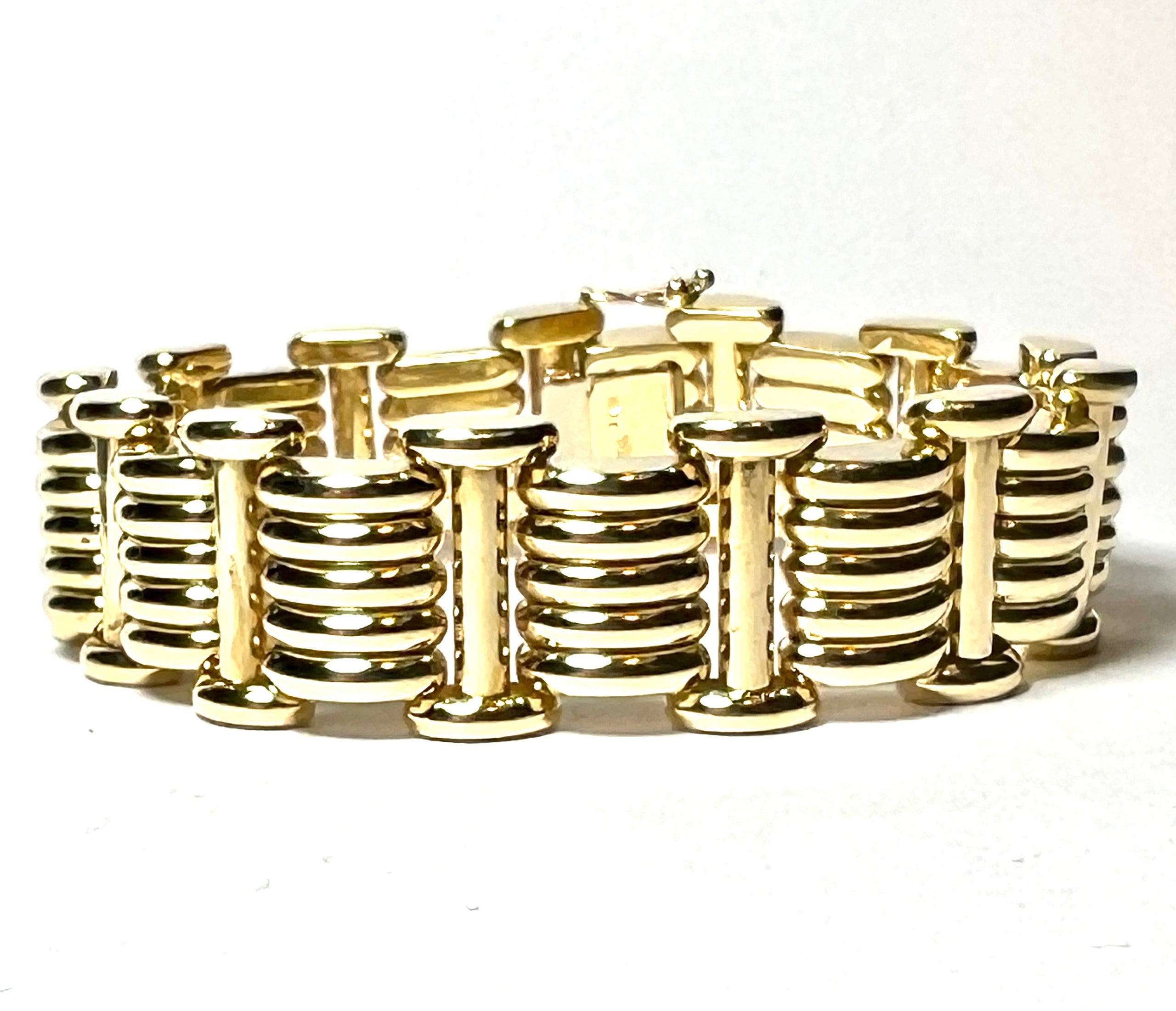 CJL Estate Italian 18k Solid Gold Pin Jointed Link Bracelet. 7 3/4