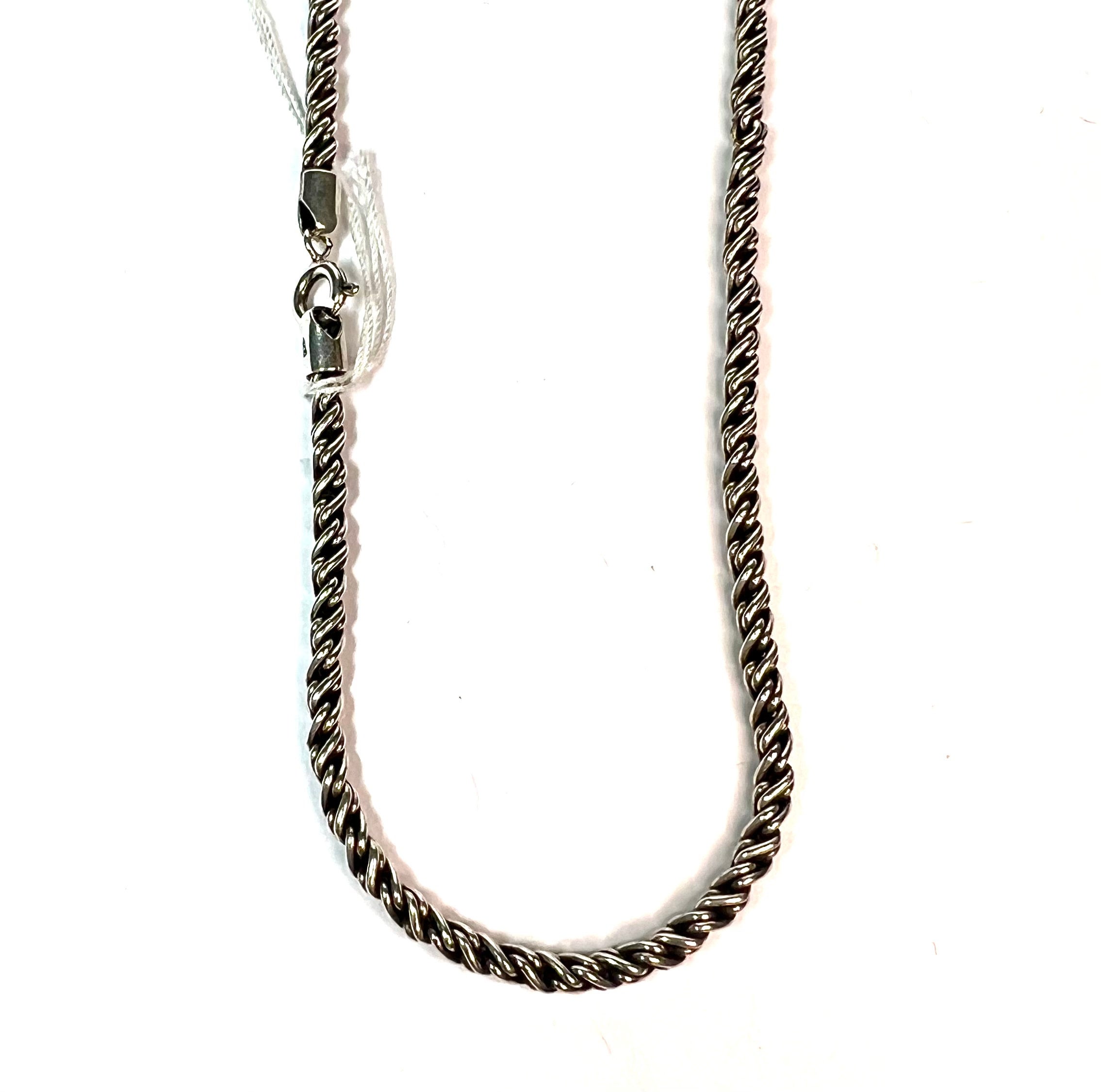 Scott Kay sterling silver 18k gold blue topaz drop pendant on sterling silver Indonesian rope chain 18 Curtis J Lewis Fine Jewelry